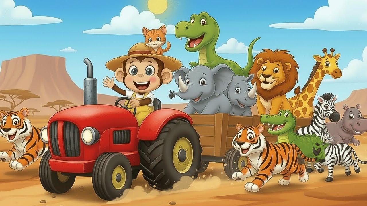 Monkey Farmer Repairs Tractor and Harvests Radishes, Cabbages– Farm Life | Funny Monkey Kids! 🚜🐵