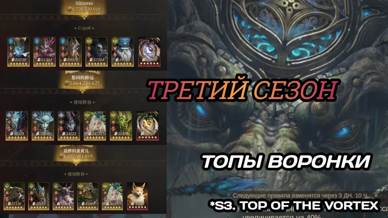 Dragonheir: Silent Gods С3. Примеры топов воронки времени третьего сезона