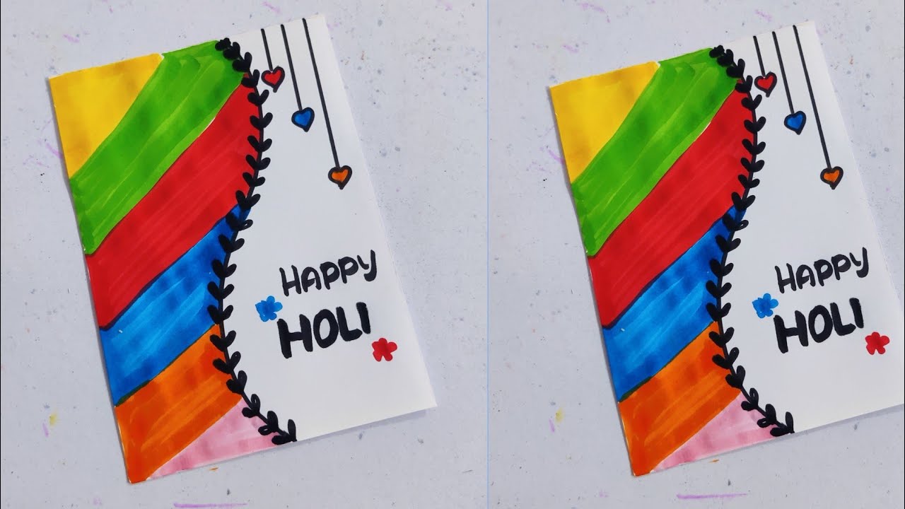 Рисунок для открытки «Счастливого Холи 2026» / Красочная поздравительная открытка «Холи» своими р...