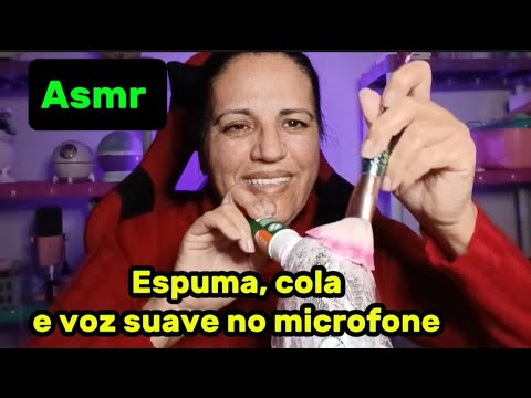 ASMR- ESPUMA E COLA COM VOZ SUAVE NO MICROFONE 🎤😴🥱🤤