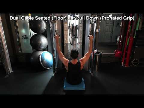Dual Cable Seated Floor Lat Pull Down (Pronated Grip)