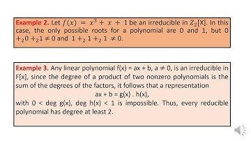 Lecture 1 irreducible polynomials