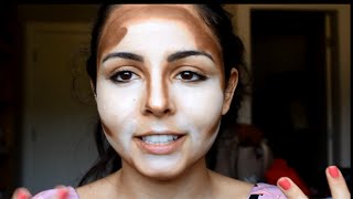 Contornos e iluminação usando bases e SEM PINCÉIS! TÉCNICA KIM KARDASHIAN E SAMER KHOUZAMI