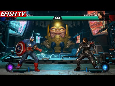 Captain America & Rocket Raccoon vs Winter Soldier & Black Panther (Hardest AI) - Marvel vs Capcom