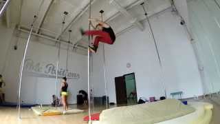 Pole Dance Elements: 540 inward front flip