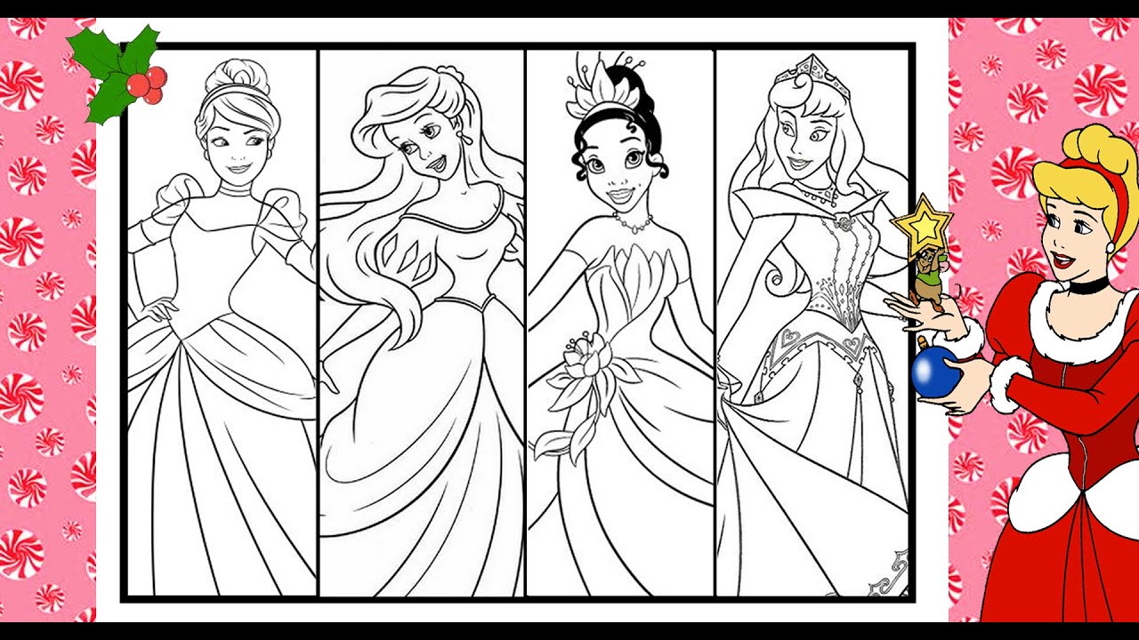 Disney Princess Coloring Book Compilation Snow White Mulan Elena Tiana  Ariel Rapunzel 
