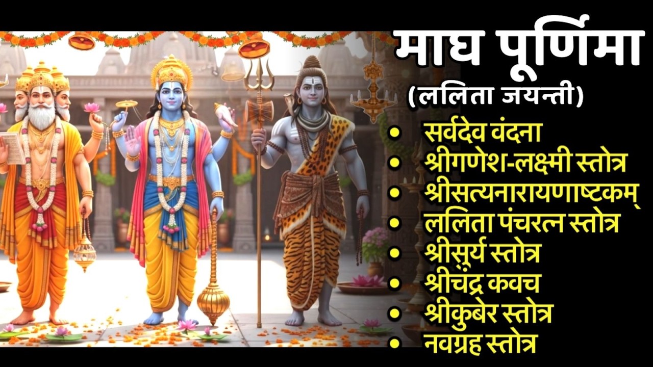 माघ पूर्णिमा/सर्वदेव वंदन/श्रीगणेश-लक्ष्मी/सत्यनारायणाष्टकं/सूर्य/चंद्र/कुबेर/नवग्रह स्तोत्र