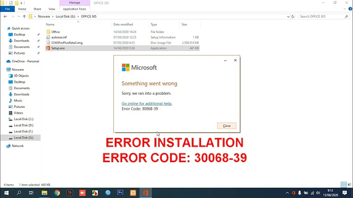 Office 365 Error Code: 30068-39