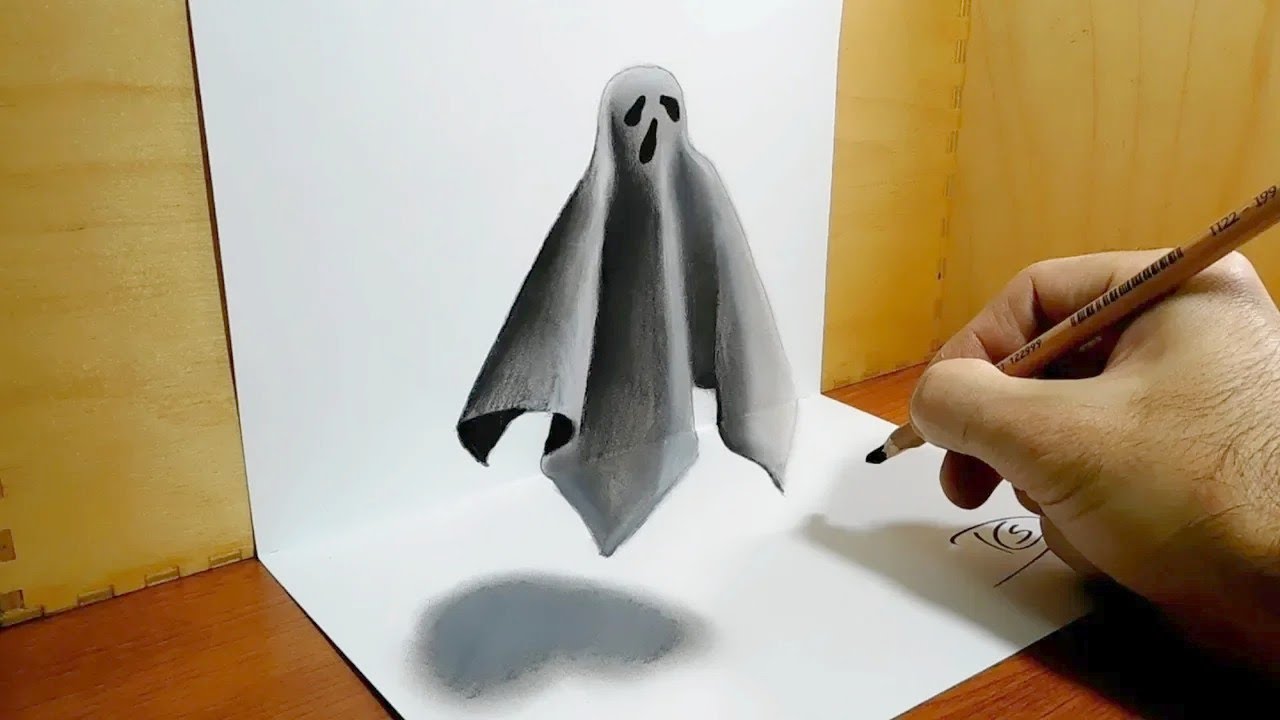 Draw a Ghost, 3D Drawing Trick Art On Paper