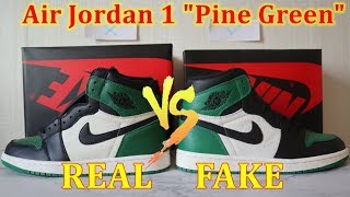 Real vs Fake Air Jordan 1 Retro High OG Pine Green