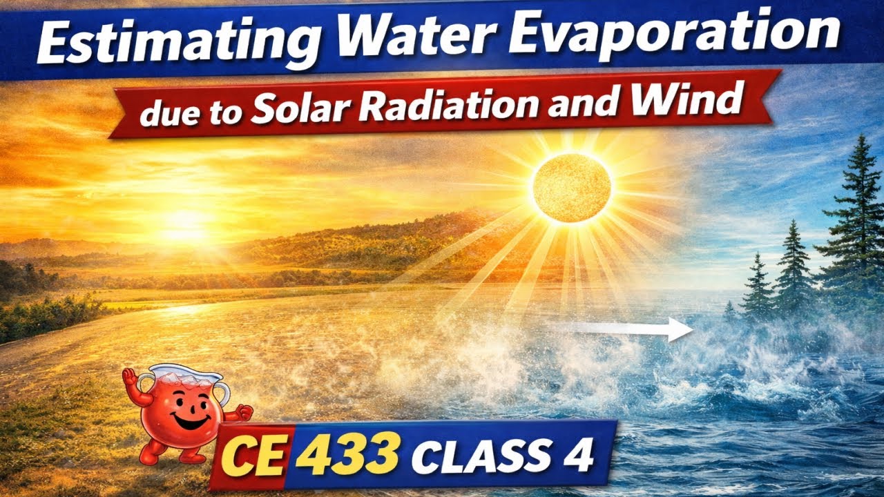 Estimating Water Evaporation due to Solar Radiation and Wind - CE 433, Class 4 (21 Jan 2026)