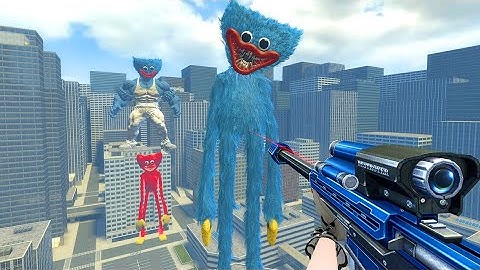 SCARY HUGGY WUGGY FROM POPPY PLAYTIME HUNTS HUMANS THROUGH THE CITY | GARRY