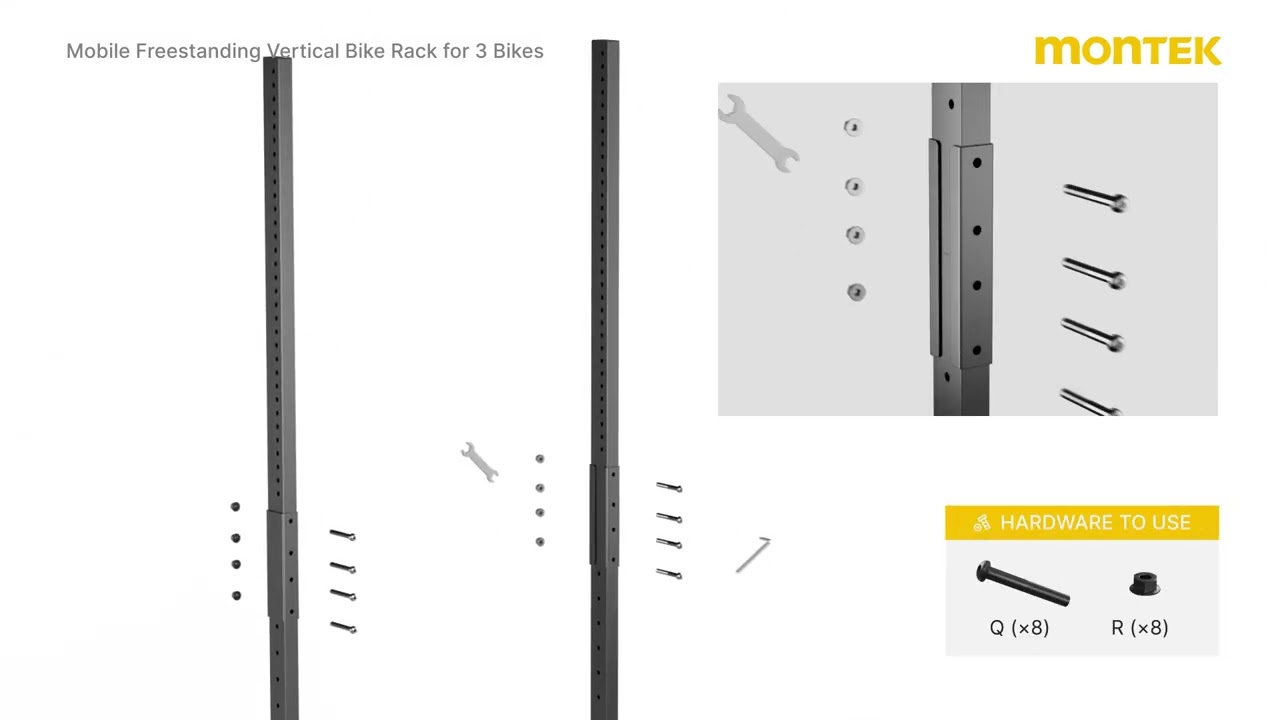 monTEK Mobile Freestanding Vertical Bike Rack for 3 Bikes Installation Guide——VA1003BK-S