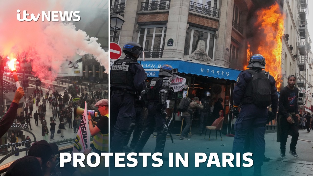 Protesters and riot police clash in Paris after new prime minister appointed | ITV News