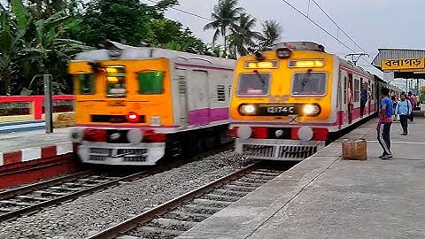 Early Morning Two different Model EMU Trains Crossing | Aerodynamic ICF Medha EMU meet Old EMU Train