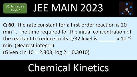 The rate constant for a first-order reaction is 20 min−1. The time required for the initial