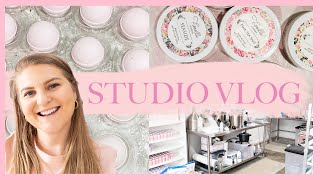 STUDIO VLOG // How I Design My Labels in Canva Pro // Making MORE Body Butters and Bath Bombs