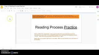 Reading Process Practice Explanation