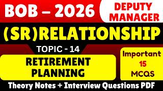 Retirement Planning MCQS | BOB Relationship Manager 2026 MCQ Pdf | Relationship Interview Question