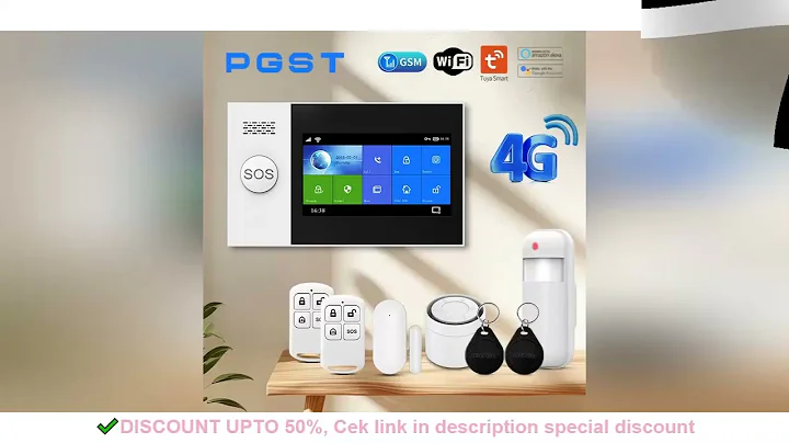 PGST PG-107 4G Wireless Home Alarm System WiFi Security System with 4.3 Inch Full Touch Screen,Compa