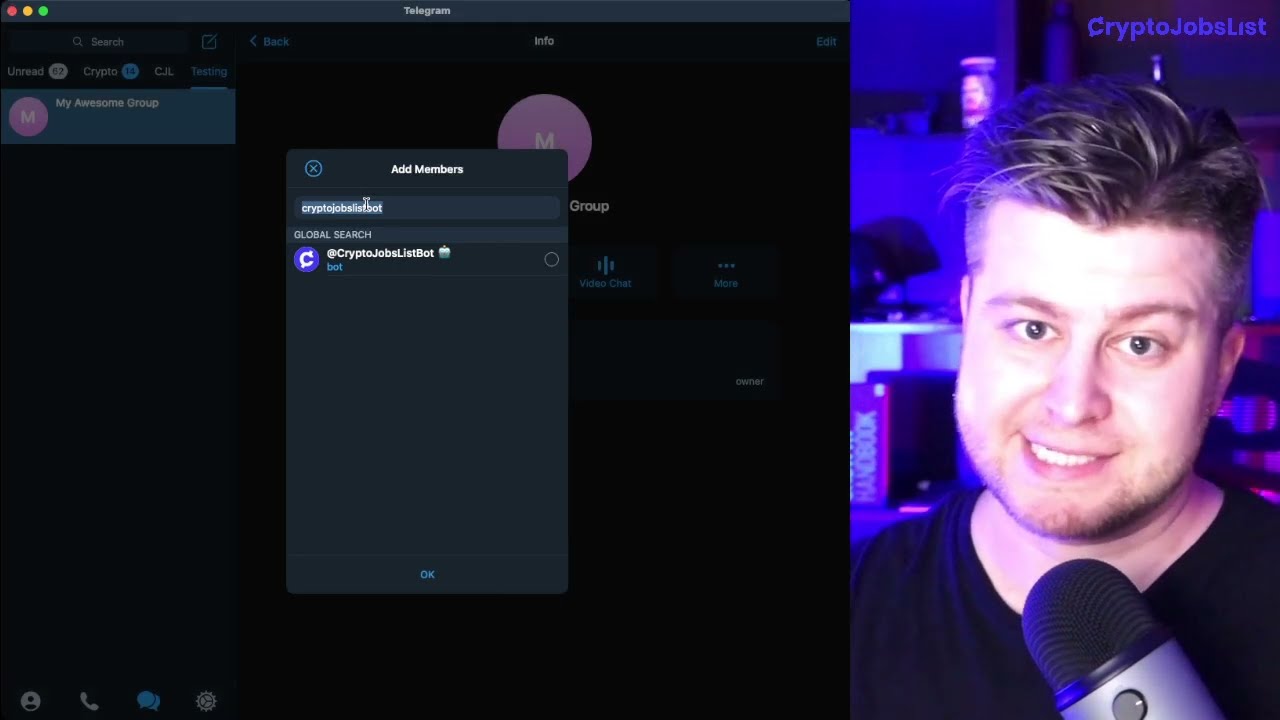 How to add Crypto Jobs List Telegram Bot to a Telegram Group