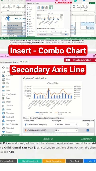 Insert - Combo Chart - Secondary Axis Line #excel #shorts # ...