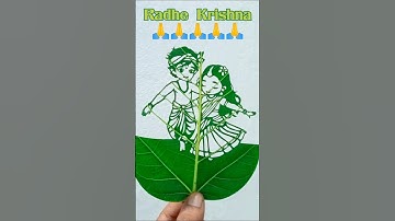 Radha Krishna Art Using Leaf🙏, #shorts #radha #krishna #art #trending #drawing #leaf #shadow #cute
