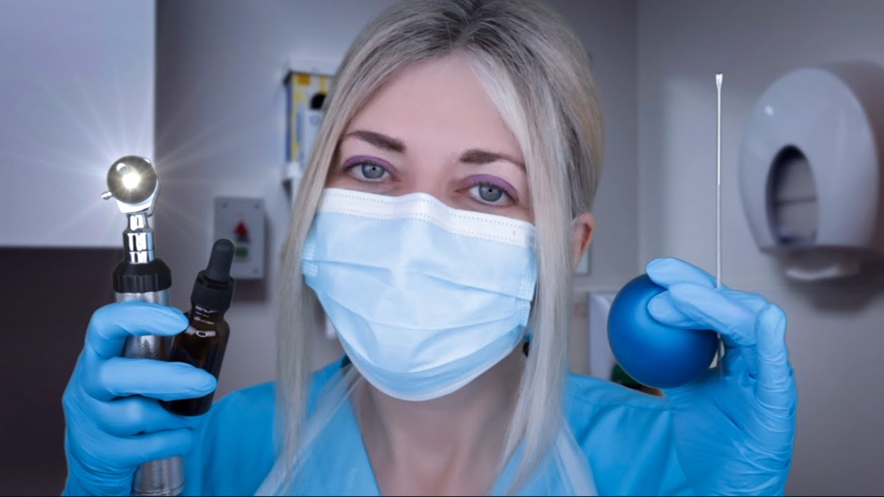 ASMR Ear Exam, Deep Ear Cleaning and Massage - Otoscope, Fizzy Drops, Picking, Brushing, Gloves