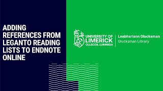 Adding References from Leganto Reading Lists to  EndNote Online