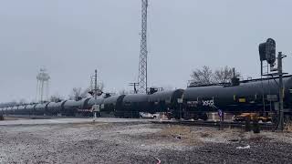 CSX Ethanol Empties North at the Former C&EI 26th ST Yard Office on a Very Gloomy and Rainy Morning 