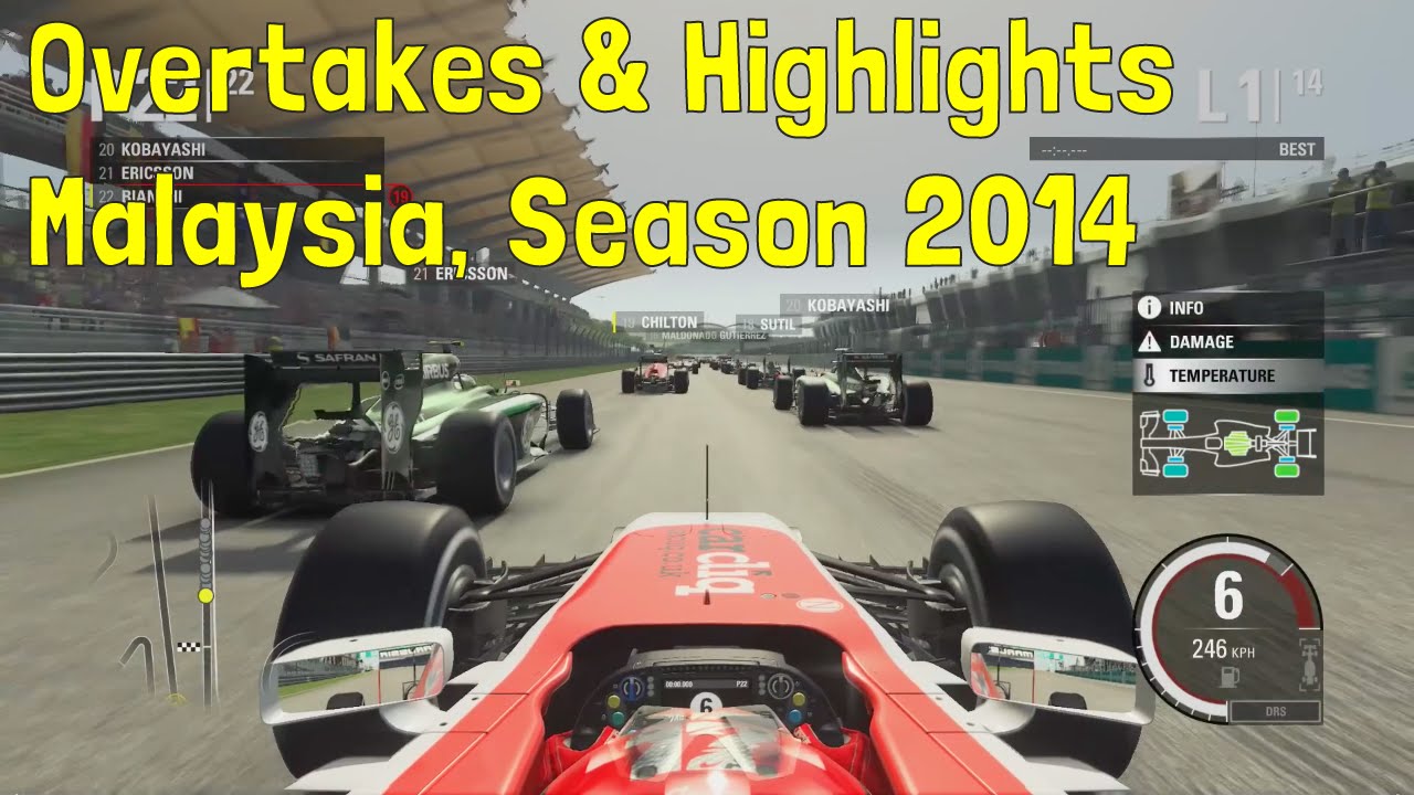 F1 2015 - Career Mode: Part 2 'Malaysia, Season 2014' (Overtakes & Highlights Compilation)