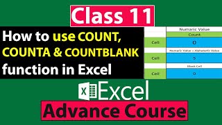 How to use COUNT, COUNTA & COUNTBLANK function in Excel in Urdu - Class No 11