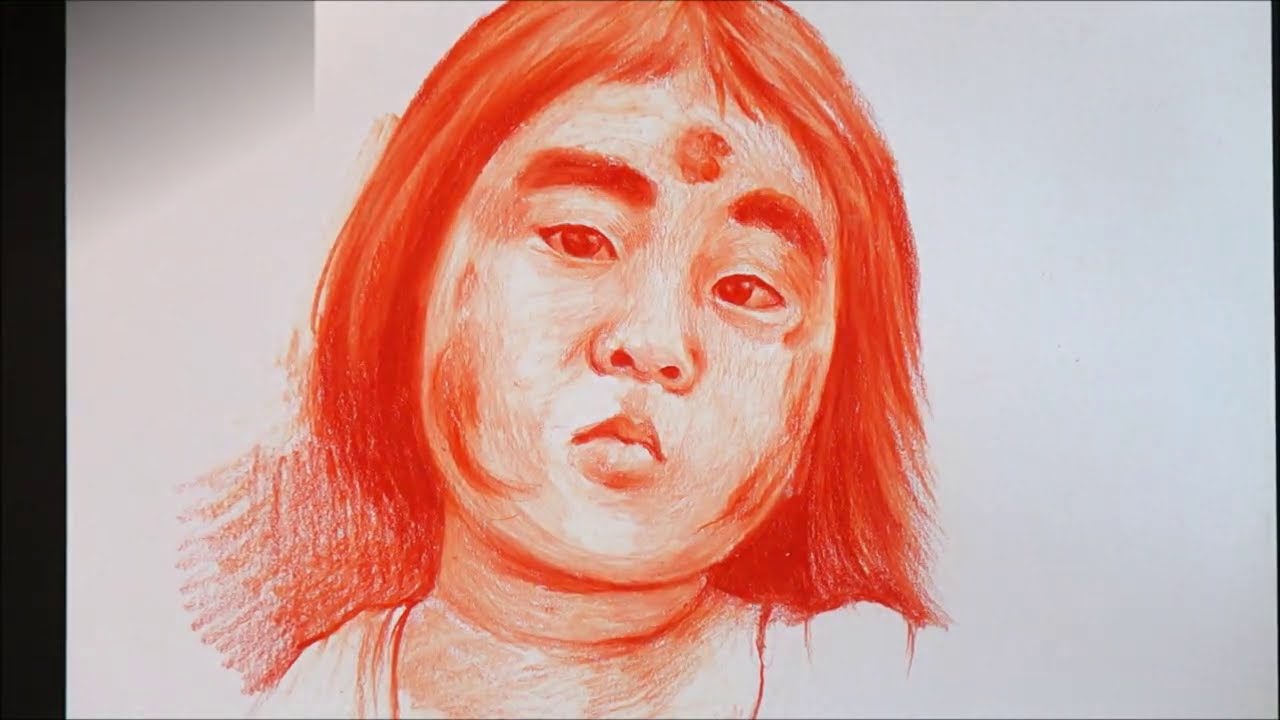 색연필드로잉 timelapse/ drawing a girl in orange/ mono paining YouTube