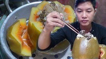 Còng Cọc Hấp Trong Trái Đu Đủ - Thơm - Ngọt -Hấp Dẫn  #38