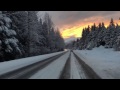 Snowy Sunset Drive from Girdwood, Alaska