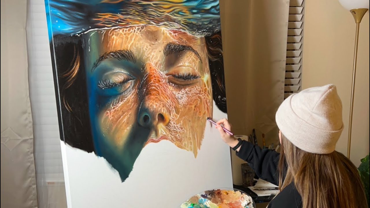 Hyperrealism Underwater Portrait Painting - Time Lapse