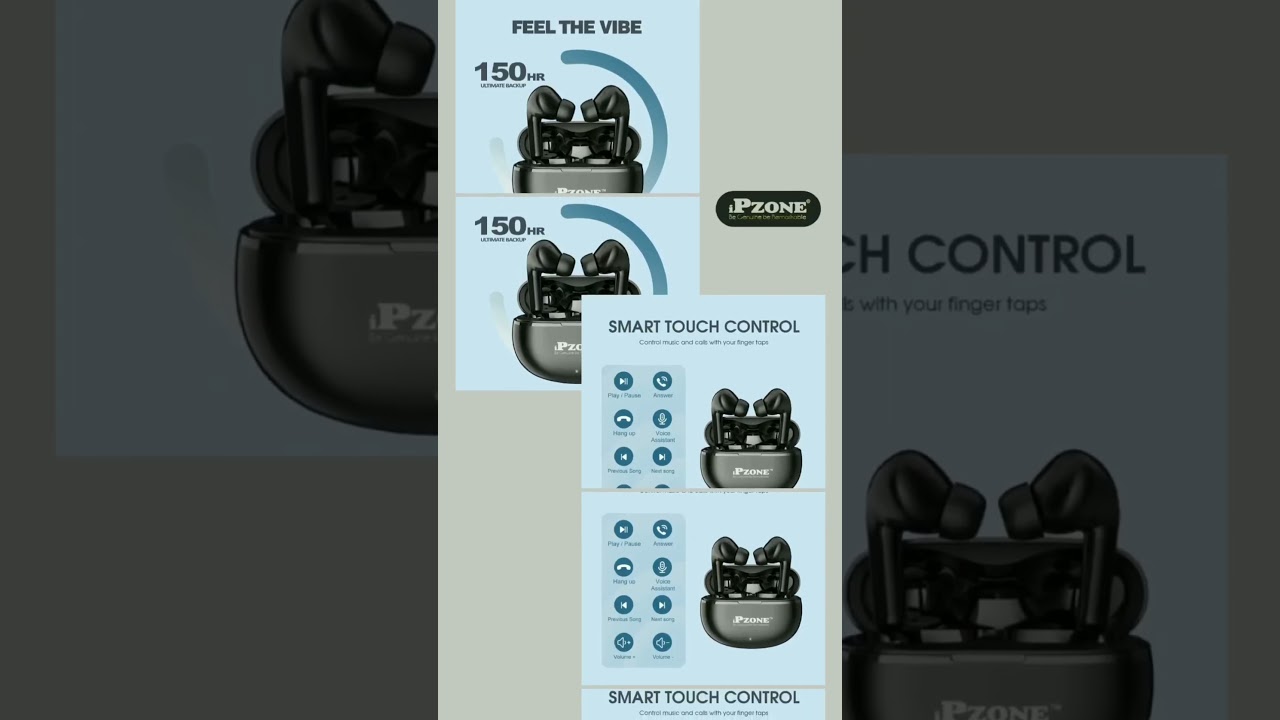 Ipzone FirePods2 TWS Earbuds 150HR Ultimate Backup & BT v5.1 360mAh Charging Box iOS & Android