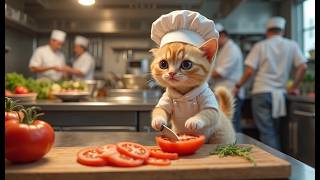 🍽💰Gingy Meow:Tiny Cat’s Hard Work in the Restaurant | Cute and relaxing moment #gingymeowpaws #cat