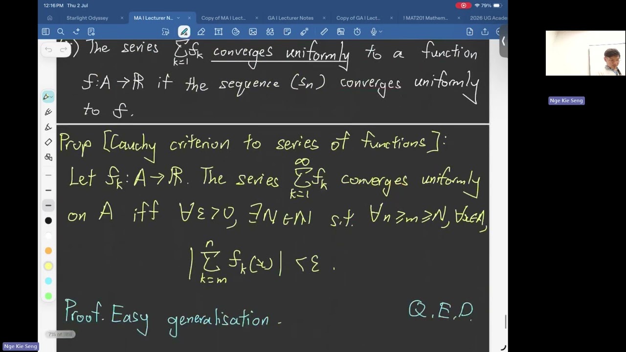 Power Series | Mathematical Analysis 1 Lecture 27 | Nge Kie Seng 260702