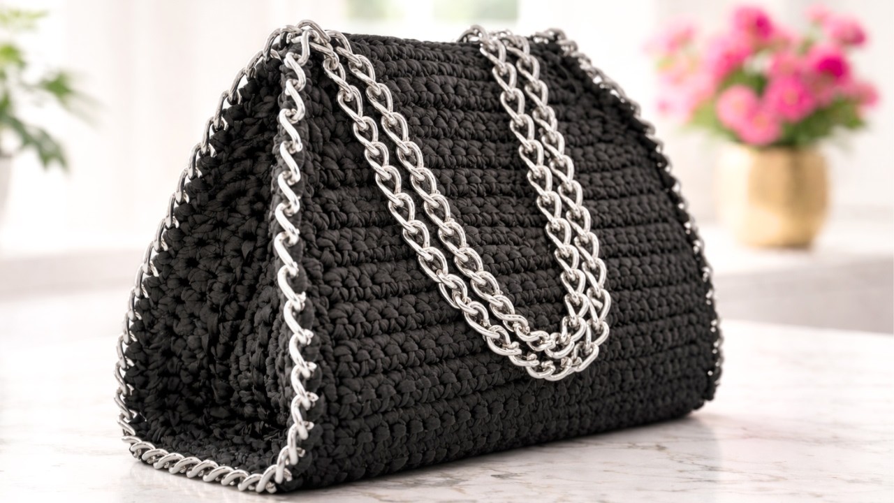 Bolsa com alça corrente, com fio de malha, Bolsa Marte