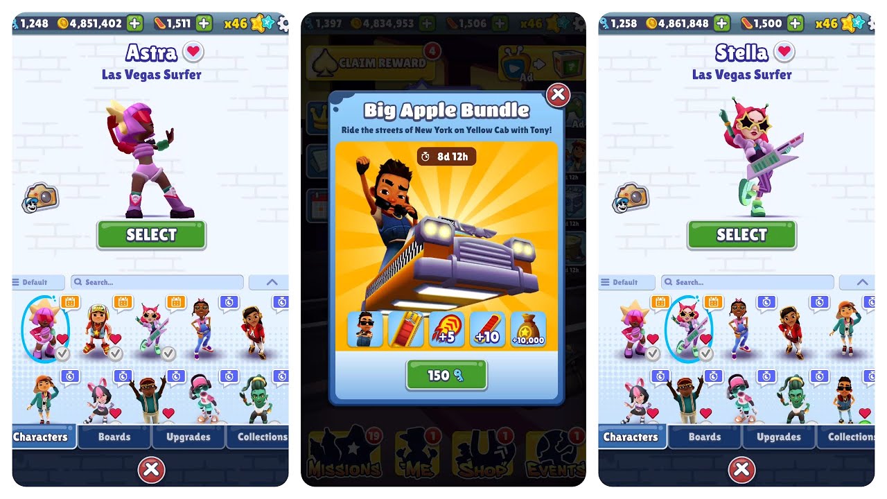 Subway Surfers Las Vegas 2024 Apple Bundle vs Astra vs Stella