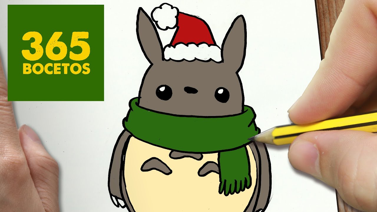 COMO DIBUJAR UN TOTORO PARA NAVIDAD PASO A PASO: Dibujos kawaii navideños -  How to draw a Totoro - YouTube