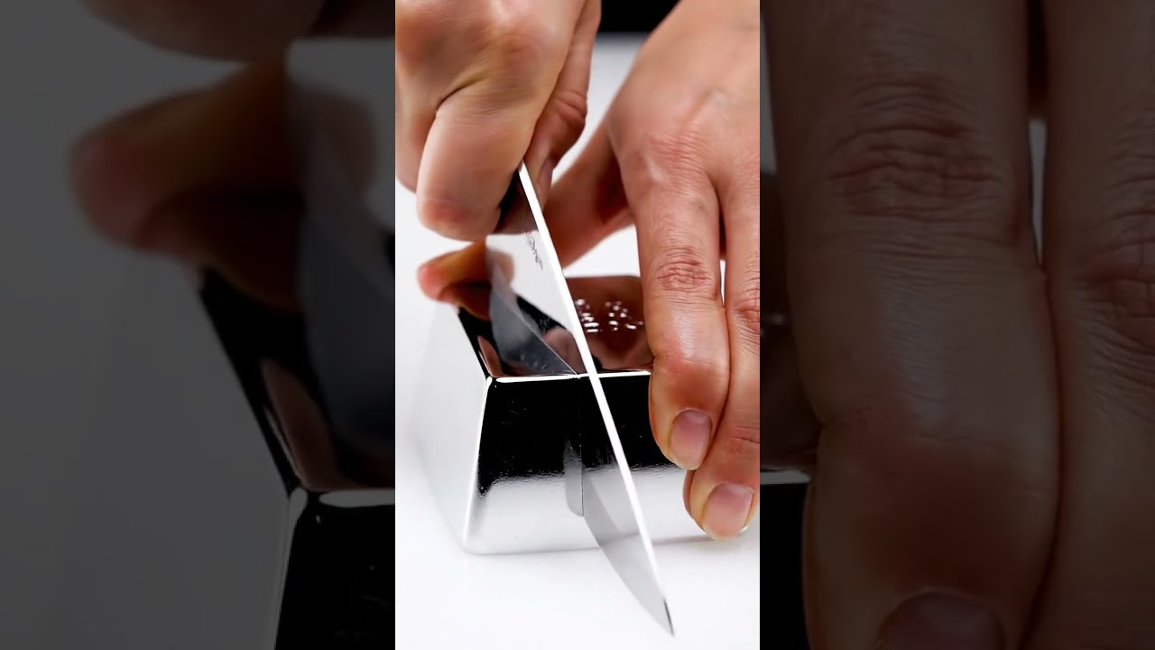 Silver Ingot Cutting ASMR ⚔️ | Hyper-Realistic Satisfying Macro Short | Precision Slice Edition