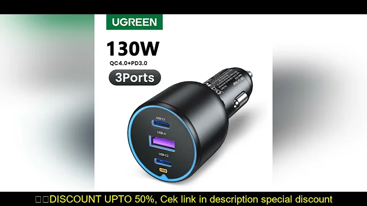 UGREEN 130W USB C Car Charger For Xiaomi iPhone 15 Samsung Galaxy S24 Laptops Tabet PD3.0 Fast Charg