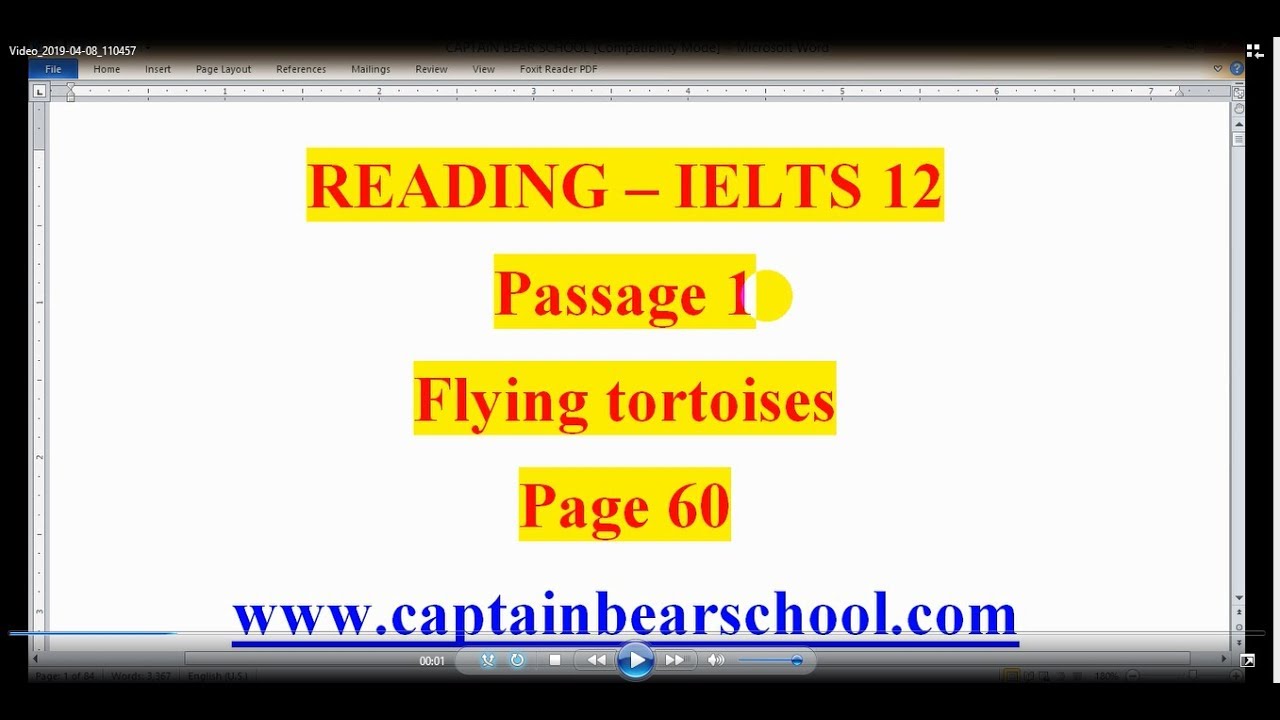 READING - IELTS - CAM 12 - FLYING TORTOISES