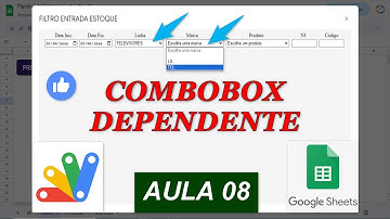 Carregar Combobox Dependente Formulário de Filtro Apps Script - Planilha Google - Aula 08