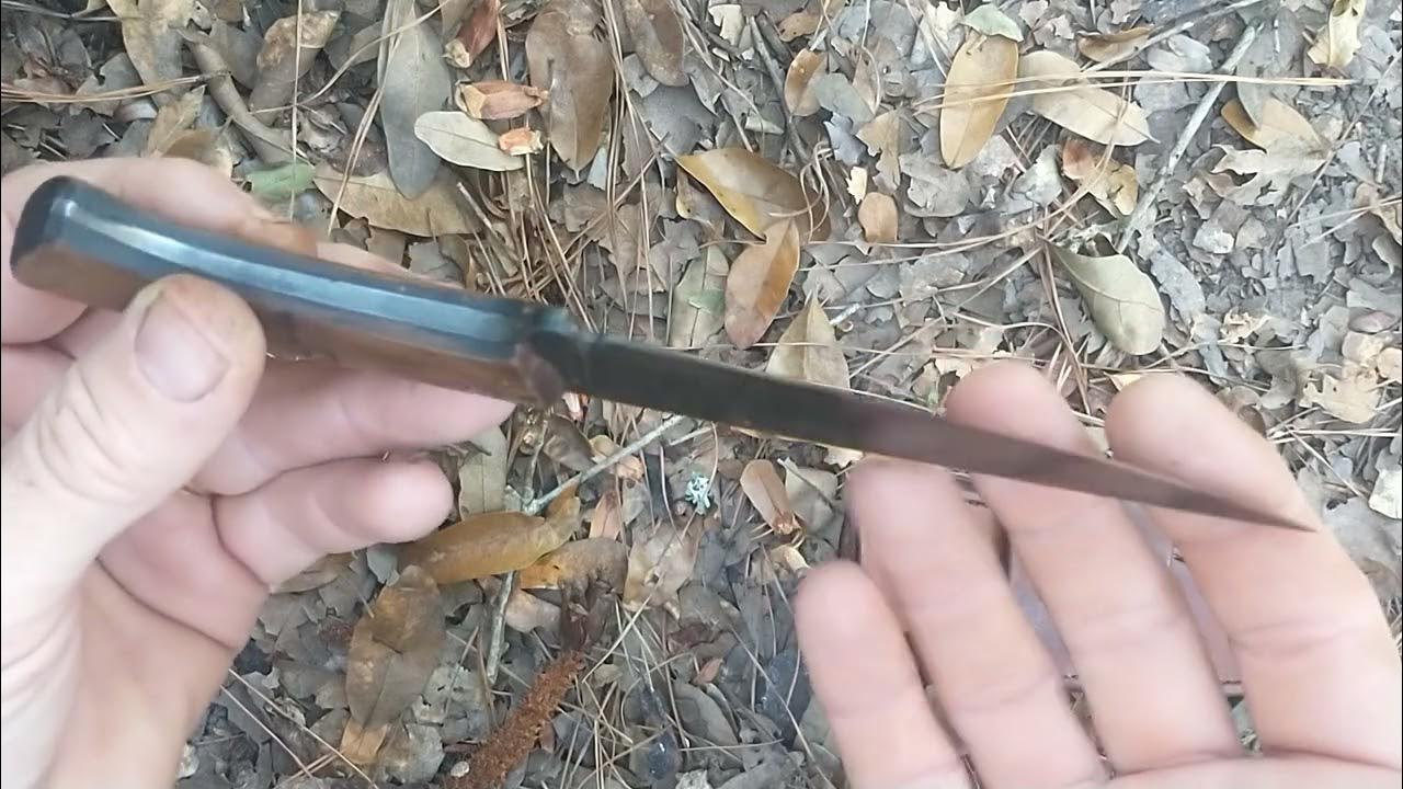 Small Harpoon Clip Full-Tang Bowie, Leather Cross Draw/Scout Style