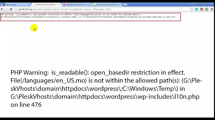 PHP Warning:  is_readable(): open_basedir restriction in effect. wordpress page windows server