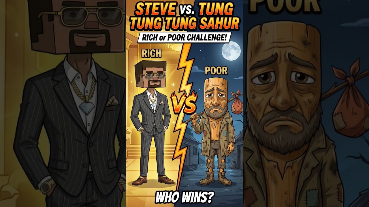 Minecraft STEVE vs TUNG TUNG TUNG SAHUR 🪵😱 RICH or POOR Challenge! Who Wins? 