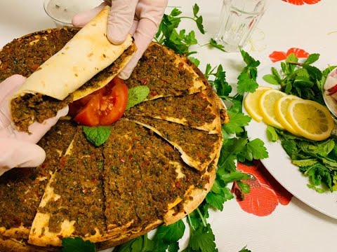 لحم بعجين أو صفيحة بأسهل وأسرع طريقة  die Lahmacun Rezept😋😋